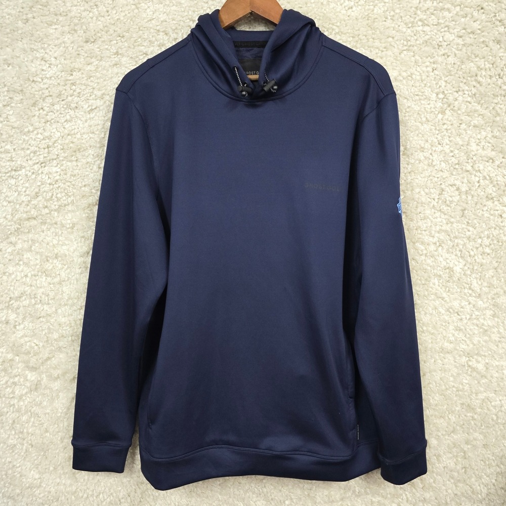 Ghost Golf Hybrid Hooded Pullover Mens Medium Blue Performance Stretch‎ Hoody